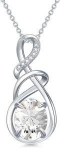 wholesale Birthstone Pendant Necklace 925 Sterling Silver Infinity Gemstone Necklace For Women Anniversary Birthday Gifts For Mom Wife Girlfriend Valentines Day Graduation Gifts For Her -0-0