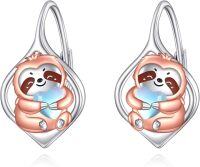 wholesale 925 Sterling Silver Sloth Heart Leverback Huggie Earrings for Women Gifts-Sloth