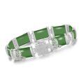 wholesale 925 Sterling Silver Green Jade Link Bracelet Wholesale With Intricate Clasp Design-0-0
