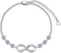 wholesale 925 Sterling Silver 12 Birthstones Infinity Daughter Link Bracelet Gift from Mom-June