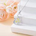 wholesale Sterling Silver Lab Grown Diamond Cat Birth Flower Necklace for Women-0-6