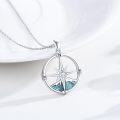 wholesale 925 Sterling Silver with Turquoise Inlay Viking Compass Pendant Necklace for Women and Men-0-4