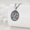 wholesale 925 Sterling Silver Scorpion & Snake Pendant with Soul Strength Loyalty Inscription on Oval Rope Bead Chain Necklace for Men-0-3