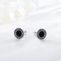 wholesale 925 Sterling Silver Black Onyx Round Gothic Stud Earrings for Women and Men 6mm-0-5