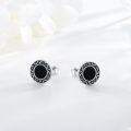wholesale 925 Sterling Silver Black Onyx Round Gothic Stud Earrings for Women and Men 6mm-0-5