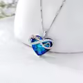 TOUPOP Sterling Silver Blue Crystal Infinity Love Heart Pendant Necklace-0-3