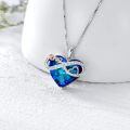 TOUPOP Sterling Silver Blue Crystal Infinity Love Heart Pendant Necklace-0-3