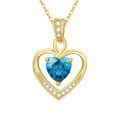 wholesale 14k Gold Heart Pendant With Blue Crystal And White Diamonds-0-0