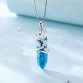 wholesale 925 Sterling Silver Turquoise Healing Stone Leaf Pendant Necklaces - Mothers Day Gifts for Mom Daughter Wife-0-1