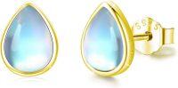 wholesale 925 Sterling Silver Blue Moonstone Teardrop Bridal Stud Cartilage Earring Gift for Women-Gold