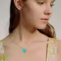 wholesale 925 Sterling Silver Infinity Turquoise Heart Pendant Necklace Gift for Women-0-1