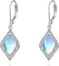 wholesale 925 Sterling Silver Blue Moonstone Marquise Cut Leverback Dangle Earrings-0-0