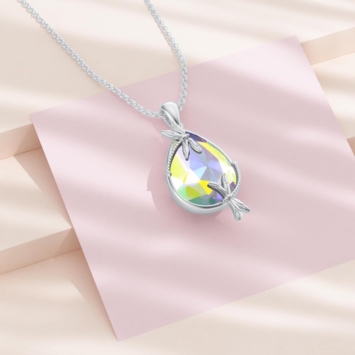 Sterling Silver Moss Agate Turquoise Clover Ankh Sun Compass Necklace w Butterfly Dragonfly Bee Pendant Women s Gift-0-4