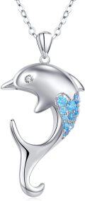 wholesale 925 Sterling Silver Blue Crystal Dolphin Pendant Necklace for Women Ocean Life s-0-0