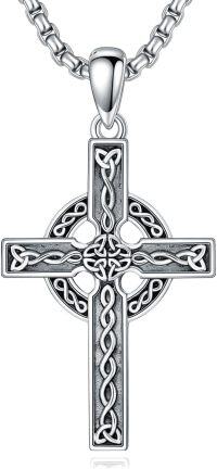 wholesale 925 Sterling Silver Celtic Cross Pendant Necklace with 2.5mm  for Women Men s Religious Amulet-E-style