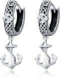 wholesale 925 Sterling Silver Anchor Design Celtic Knot Huggie Hoop Earrings for Men & Women-0-0