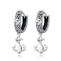 wholesale 925 Sterling Silver Anchor Design Celtic Knot Huggie Hoop Earrings for Men & Women-Anchor Hoop Earrings-Silver