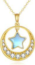 wholesale 10K Golden 10K Gold Moonstone Star Pendant Necklace for Women's Gifts-0-0
