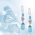 wholesale 925 Sterling Silver Turquoise Butterfly Drop Earrings for Women-0-1