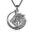wholesale 925 Sterling Silver Gold Plated Horse Head Celtic Knot Circle Pendant Necklace-0-0