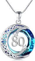 wholesale 925 Sterling Silver 80th Birthday Gift Blue Crystal Celtic Moon & Stars Pendant Necklace for Women-0-0