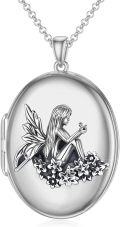 wholesale 925 Sterling Silver Fairy Locket Necklace with Flower Design - Gifts for Women/Mom/Sister-0-0