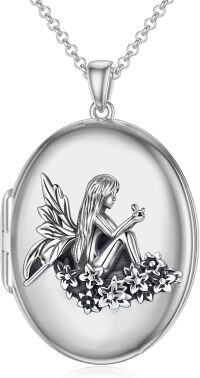 wholesale 925 Sterling Silver Fairy Locket Necklace with Flower Design - Gifts for Women/Mom/Sister-fairy locket