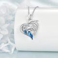 wholesale 925 Sterling Silver Heart-Shaped Dolphins Wave Pendant Necklace with Blue Enamel and Cubic Zirconia Gifts for Women-0-4