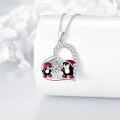 wholesale 925 Sterling Silver Penguin Snowflake Heart Pendant Necklace Christmas Gifts for Women-0-1