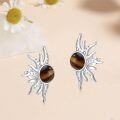 wholesale 925 Sterling Silver Tiger Eye Stone Sun Stud Earrings 19mm & 11mm-0-3