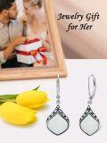 wholesale Sterling Silver Natural Gemstone Vintage Irish Celtic Teardrop Dangle Earrings-0-27