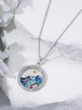 wholesale 925 Sterling Silver Abalone Shell Mountain Pendant Necklace Christian Faith Jewelry for Women-0-2
