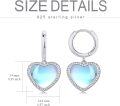 wholesale Sterling Silver Gemstone Heart Huggie Earrings for Women-0-4