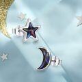 wholesale 925 Sterling Silver Blue Opal Moon & Star Stud Earrings Celestial s for Women Girls-0-1