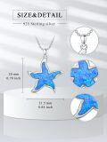 wholesale 925 Sterling Silver Blue Opal Starfish Pendant Necklace for Women Girls  45cm Chain Length-0-4