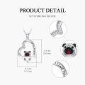 wholesale 925 Sterling Silver Pug Dog Heart Pendant Necklaces with Red Crystal and Cubic Zirconia Gift for Women-0-2