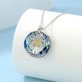 wholesale Sterling Silver Blue Crystal Celtic Tree of Life Pendant Necklace-0-9