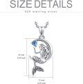 wholesale 925 Sterling Silver Mermaid Moon Heart Blue Crystal Pendant Necklace s for Women Girls-0-5