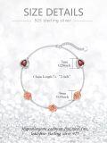 wholesale 925 Sterling Silver Heart & Flower Stone Adjustable Bracelet for Women/Girls Gift-0-1
