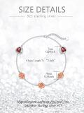 wholesale 925 Sterling Silver Heart & Flower Stone Adjustable Bracelet for Women/Girls Gift-0-1