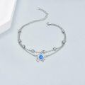 wholesale 925 Sterling Silver Blue Fire Opal Turtle Charm Anklet for Women-0-1