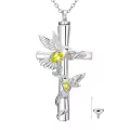 TOUPOP White Gold Plated S925 Sterling Silver Citrine Memorial Urn Necklace-0-0