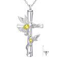 TOUPOP White Gold Plated S925 Sterling Silver Citrine Memorial Urn Necklace-0-0