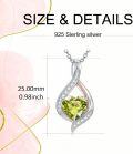 wholesale White Gold Plated Silver & August Birthstone 1.5cttw Infinity Heart Necklace with Moissanite, Adjustable Chain, Gift Box-0-3