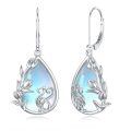 wholesale 925 Sterling Silver Swan Earrings With Moonstone And Flowers-0-0
