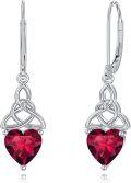 wholesale 925 Sterling Silver Heart Birthstone Celtic Knot Dangle Leverback Earrings-0-30
