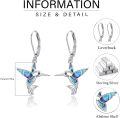 wholesale 925 Sterling Silver Dreamboat Hummingbird Leverback Earrings with Abalone Shell Dangle Drops for Women s-0-5