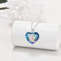 wholesale 925 Sterling Silver Heart-Shaped Pendant with Blue Crystal and Engraved Figures - Fashion  for Women Sisters & Friends-0-3