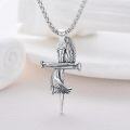 wholesale 925 Sterling Silver Angel Wing Baseball Bat Nail Cross Pendant Necklaces for Men Women s (Silver)-0-1