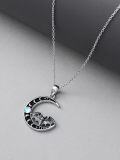 wholesale 925 Sterling Silver Bat Crescent Moon Luminous Stone Pendant Necklace-0-3